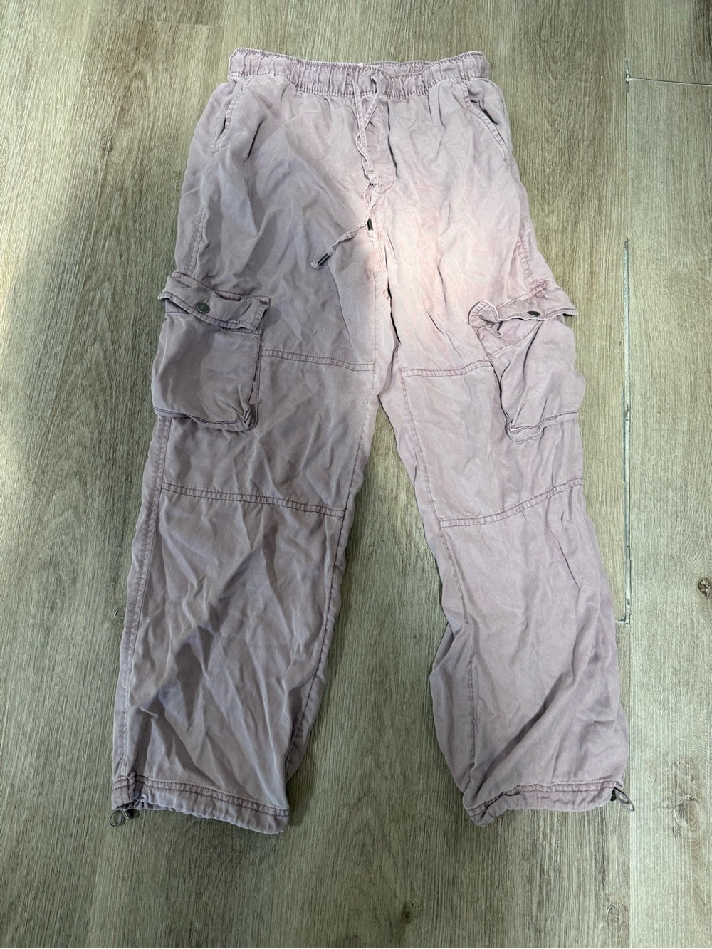 Women's Cargo Trousers in Dusty Pink - Relaxed Utility Style M